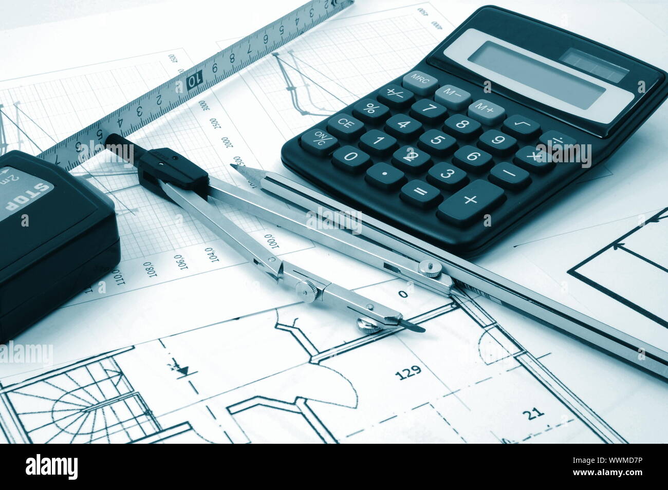 I piani per una nuova residential real esate dall'architetto Foto Stock