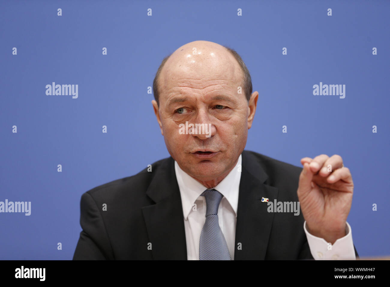 Presidente della Romania Basescu, a Berlino. Foto Stock