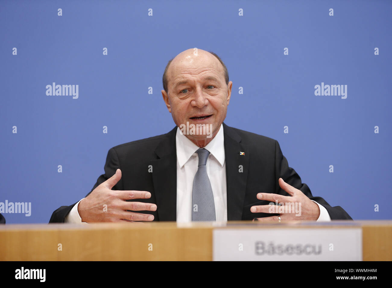 Presidente della Romania Basescu, a Berlino. Foto Stock