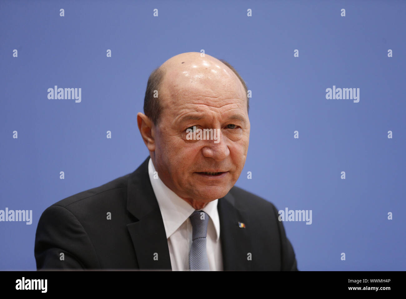 Presidente della Romania Basescu, a Berlino. Foto Stock