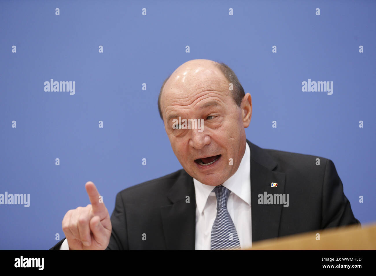 Presidente della Romania Basescu, a Berlino. Foto Stock