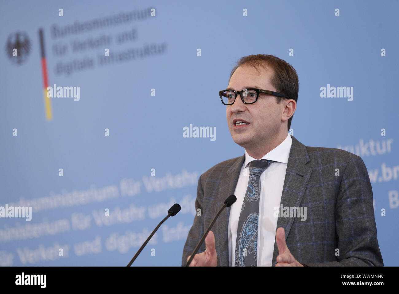 Dichiarazione del Ministro Dobrindt bevor della prima riunione di iniziato "Germania Digital Network Alliance' Foto Stock