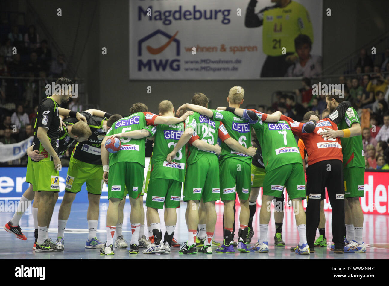 DKB Handball-Bundesliga 2013-2014, 25. Spieltag, SC Magdeburg - TV Emsdetten Foto Stock