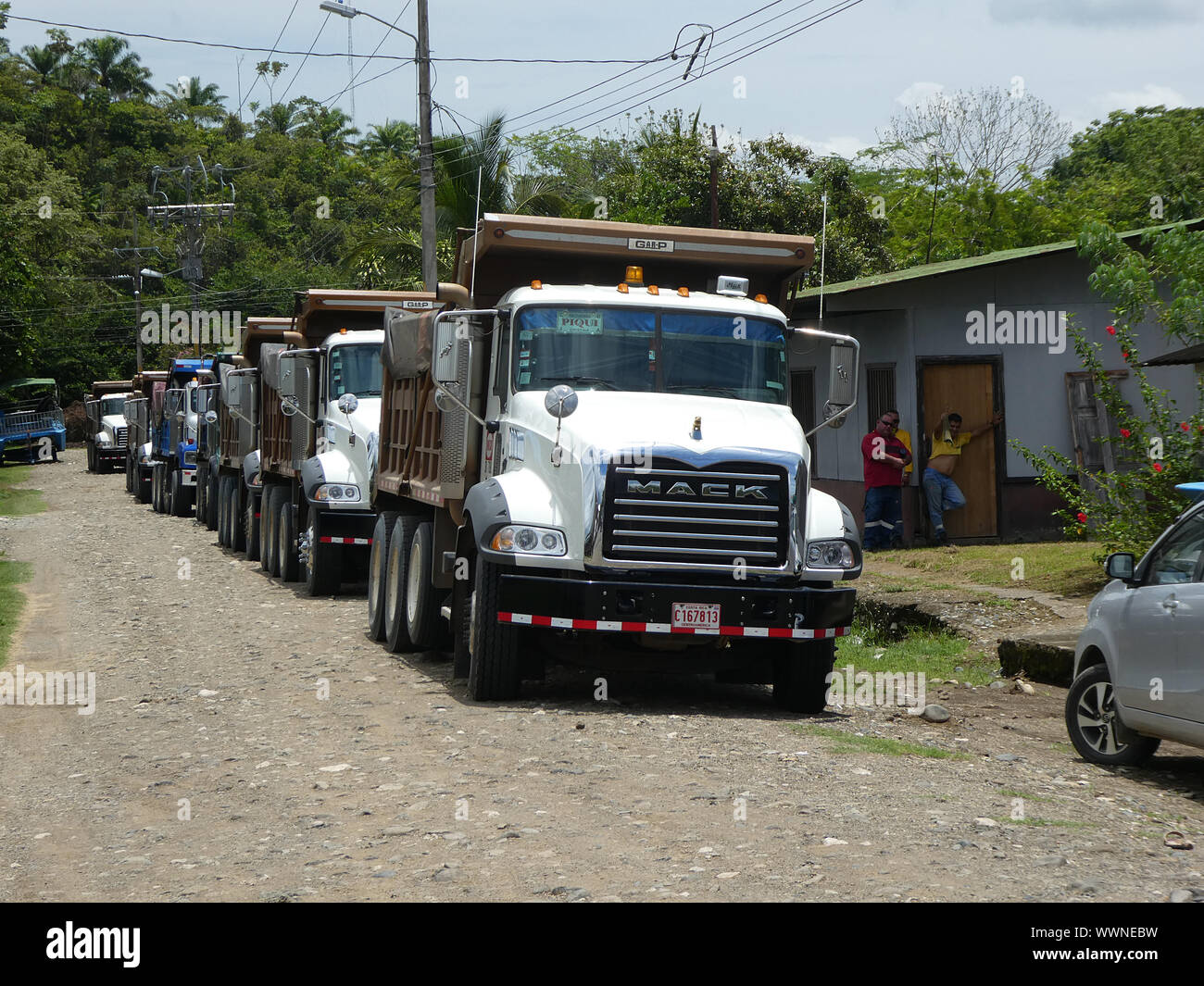 Convoglio di Mack Trucks in Costa Rica 2018. Foto Stock