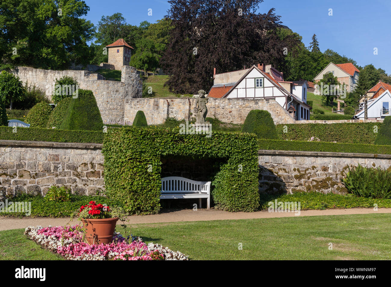 Giardino barocco Blankenburg nelle montagne Harz Foto Stock