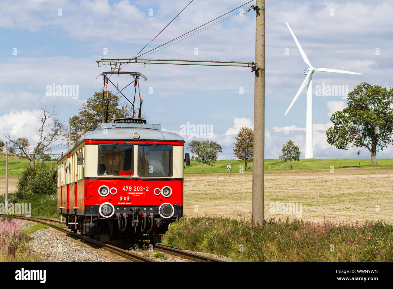 Oberweissbacher ferrovia di montagna di vagone ferroviario Foto Stock