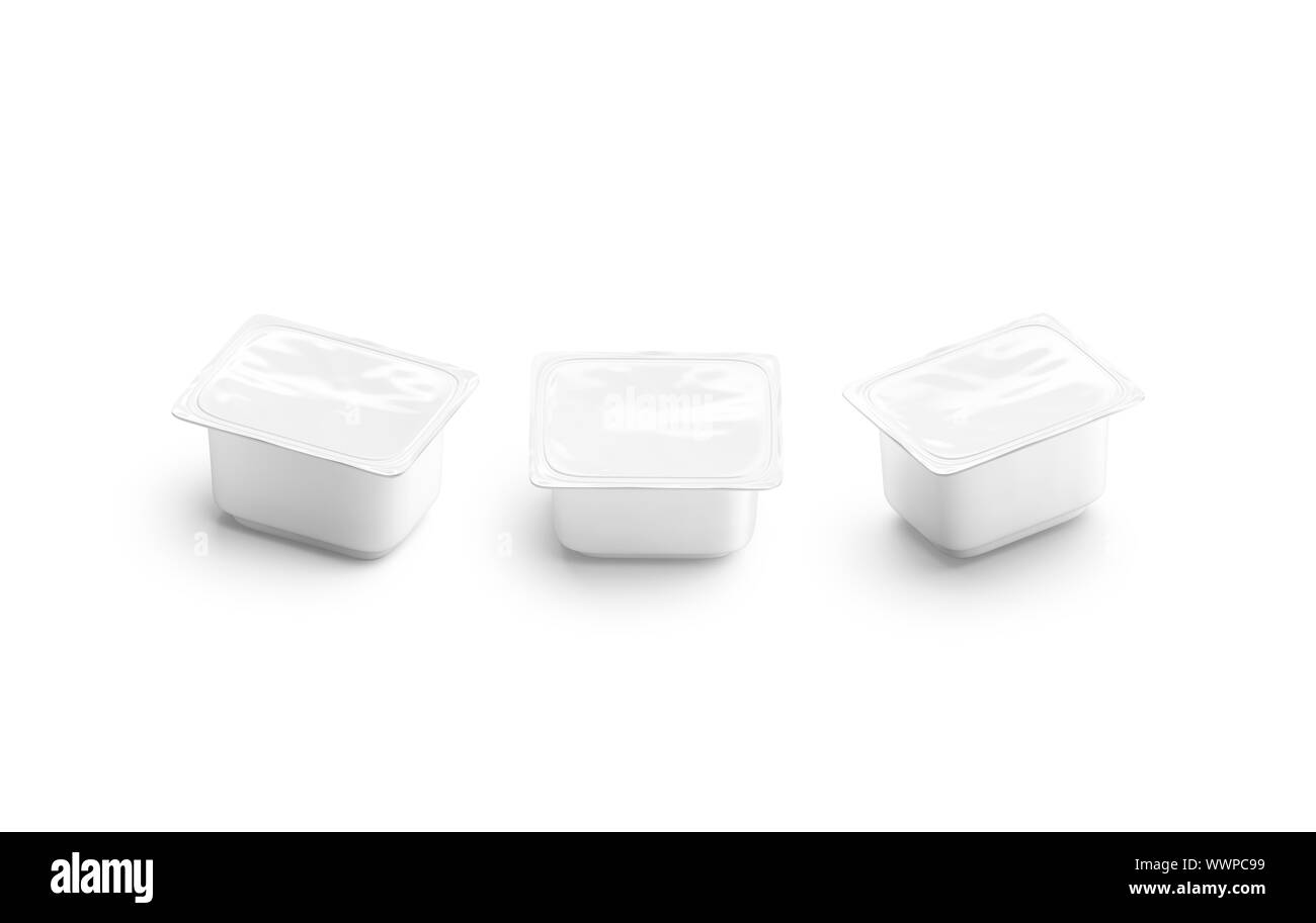 Bianco bianco grande yogurt scatola mockup set, lati diversi Foto Stock