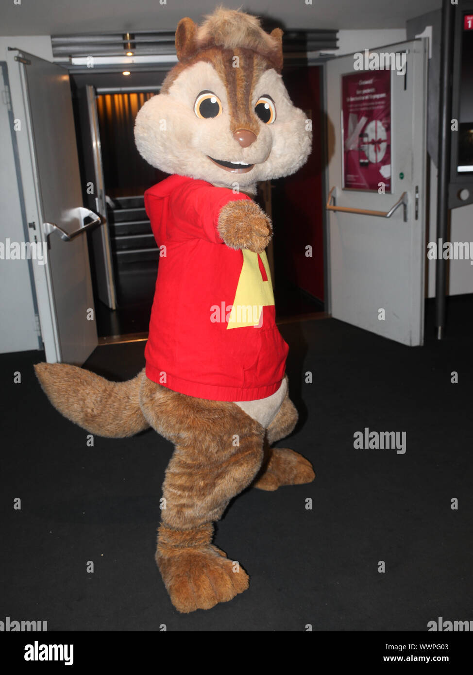 Alvin Seville beim atto a piedi - Alvin und die Chipmunks Chip su strada im CinemaxX Magdeburg Foto Stock