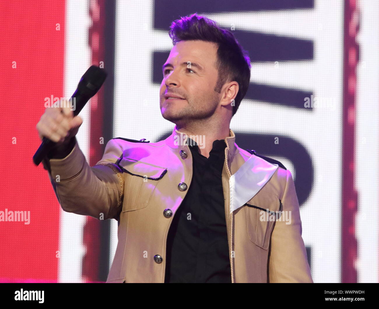 Londra, Regno Unito. Xv Sep, 2019. Shane Filan di un Irish Pop Vocal group (Westlife) suona dal vivo sul palco della BBC Radio 2 Live in Hyde Park, Londra. Credito: SOPA Immagini limitata/Alamy Live News Foto Stock
