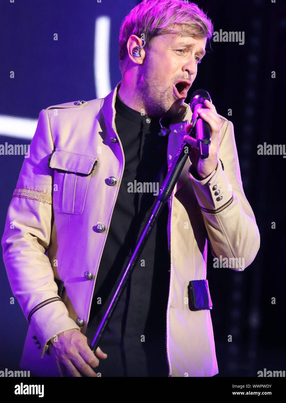 Londra, Regno Unito. Xv Sep, 2019. Kian Egan di un Irish Pop Vocal group (Westlife) suona dal vivo sul palco della BBC Radio 2 Live in Hyde Park, Londra. Credito: SOPA Immagini limitata/Alamy Live News Foto Stock