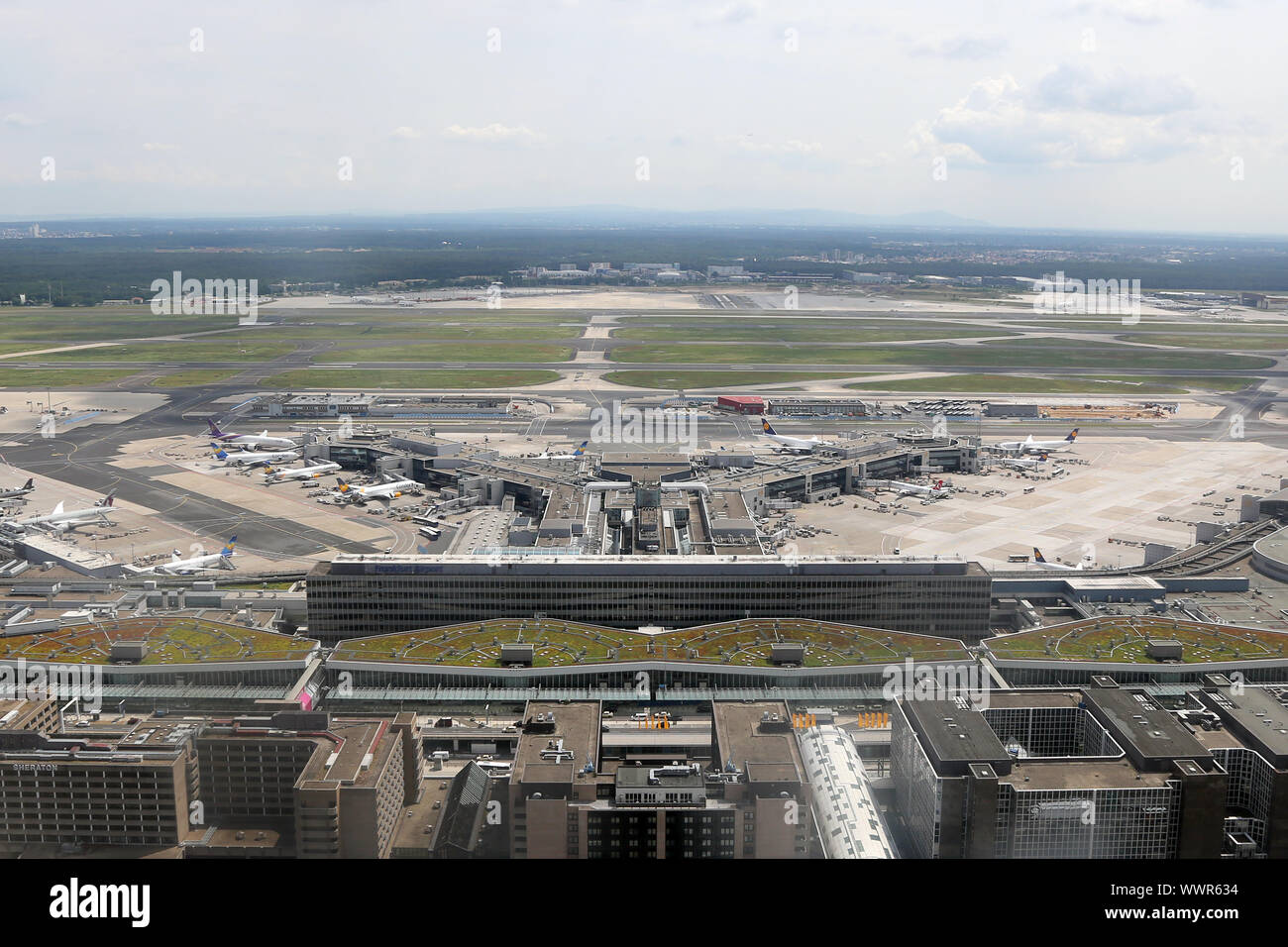 Frankfurt Airport Terminal 1 foto aeree Foto Stock