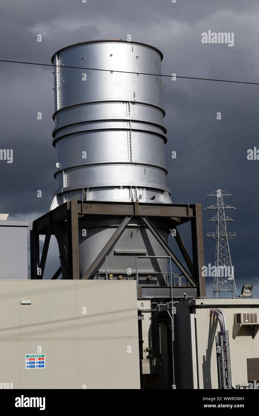 Un alimentati a gas naturale 50 MW ciclo aperto Rolls-Royce Trento turbina azionata dalla Rolls Royce Ventures per Exeter Power Ltd Foto Stock