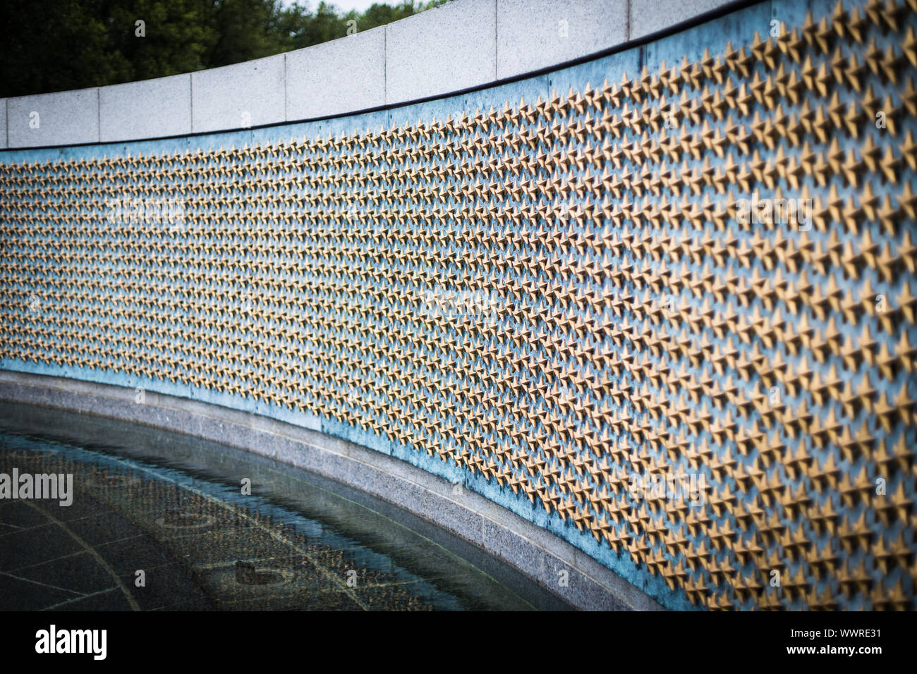 Washington DC, Stati Uniti d'America - 7 Giugno 2019: stelle d'oro in libertà a parete, il Memoriale della Seconda Guerra Mondiale Foto Stock