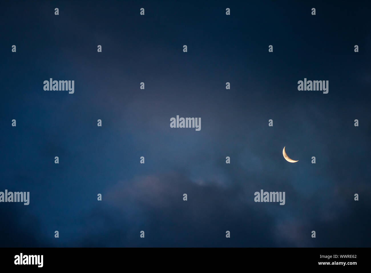 Crescent Moon notte Foto Stock