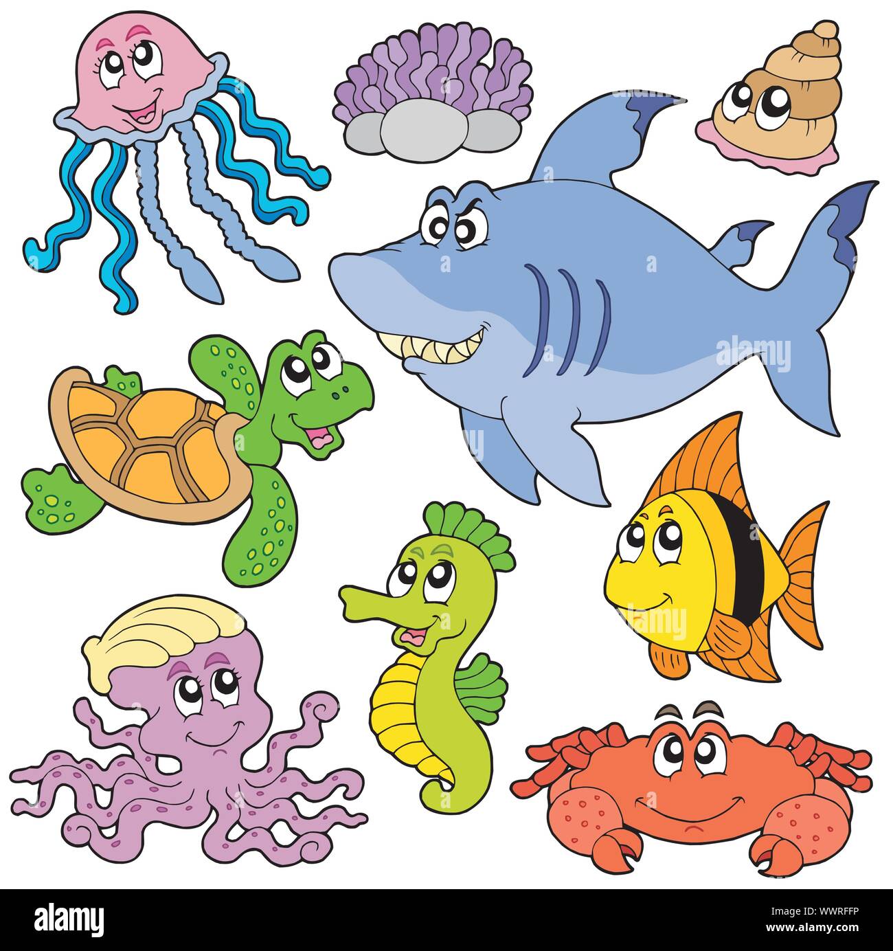 Pesci di mare e di animali collezione 2 Illustrazione Vettoriale