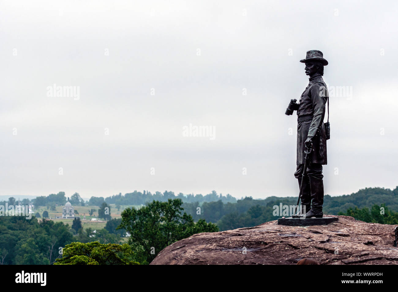 Warren generale da Little Round Top nel Gettysburg, Pennsylvania Foto Stock