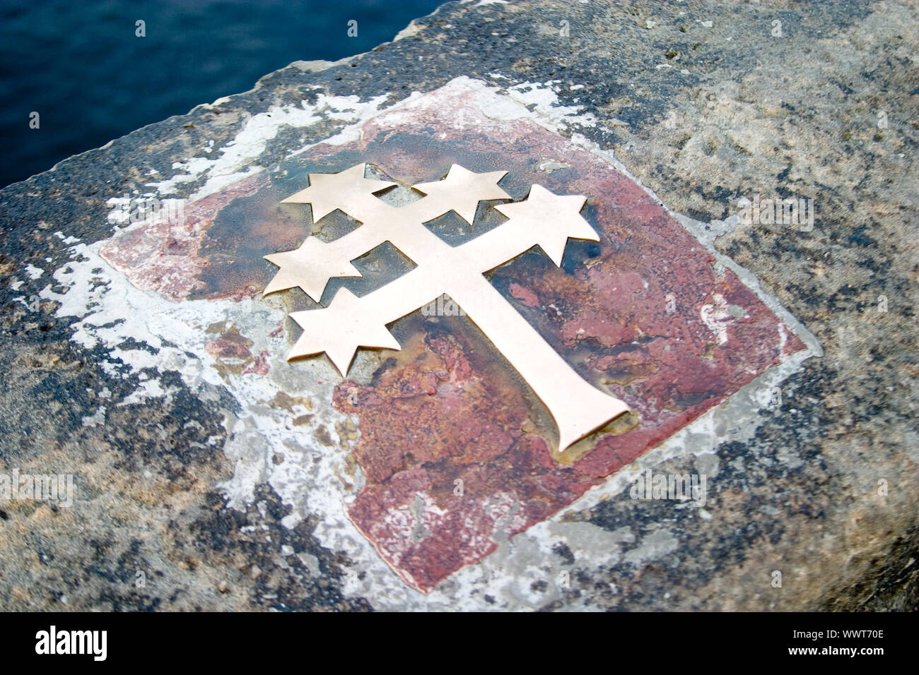 Croce segna la morte di San Jan Nepomucky Foto Stock