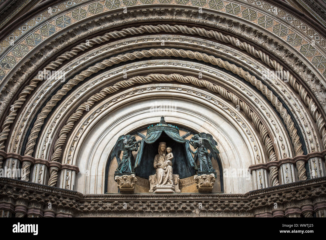 Dettaglio della cattedrale di Orvieto (Duomo di Orvieto), Umbria, Italia Foto Stock