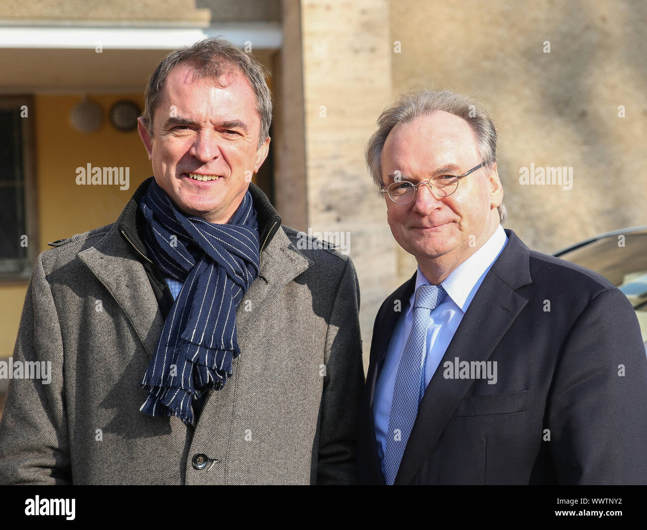 Il ministro dell'istruzione della Sassonia-Anhalt Marco Danubio Tullner e primo ministro del Land Sassonia-Anhalt Dr.Haseloff Foto Stock