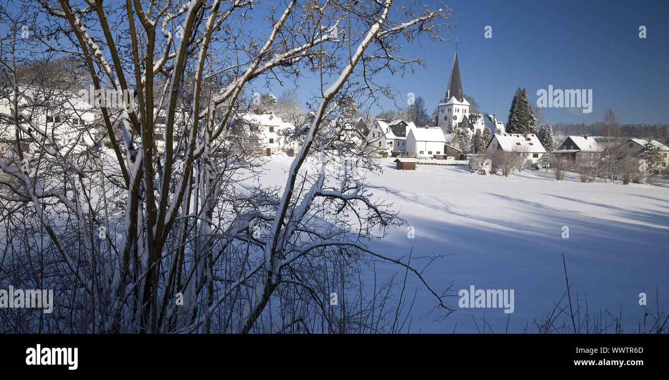 Oberholzklau in inverno, Freudenberg Siegerland, Renania settentrionale-Vestfalia, Germania, Europa Foto Stock