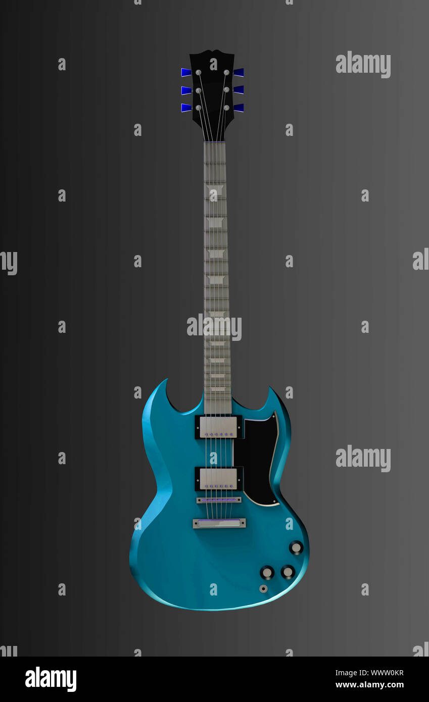 Illustrazione della chitarra in 3d per il Rock and Roll Foto Stock