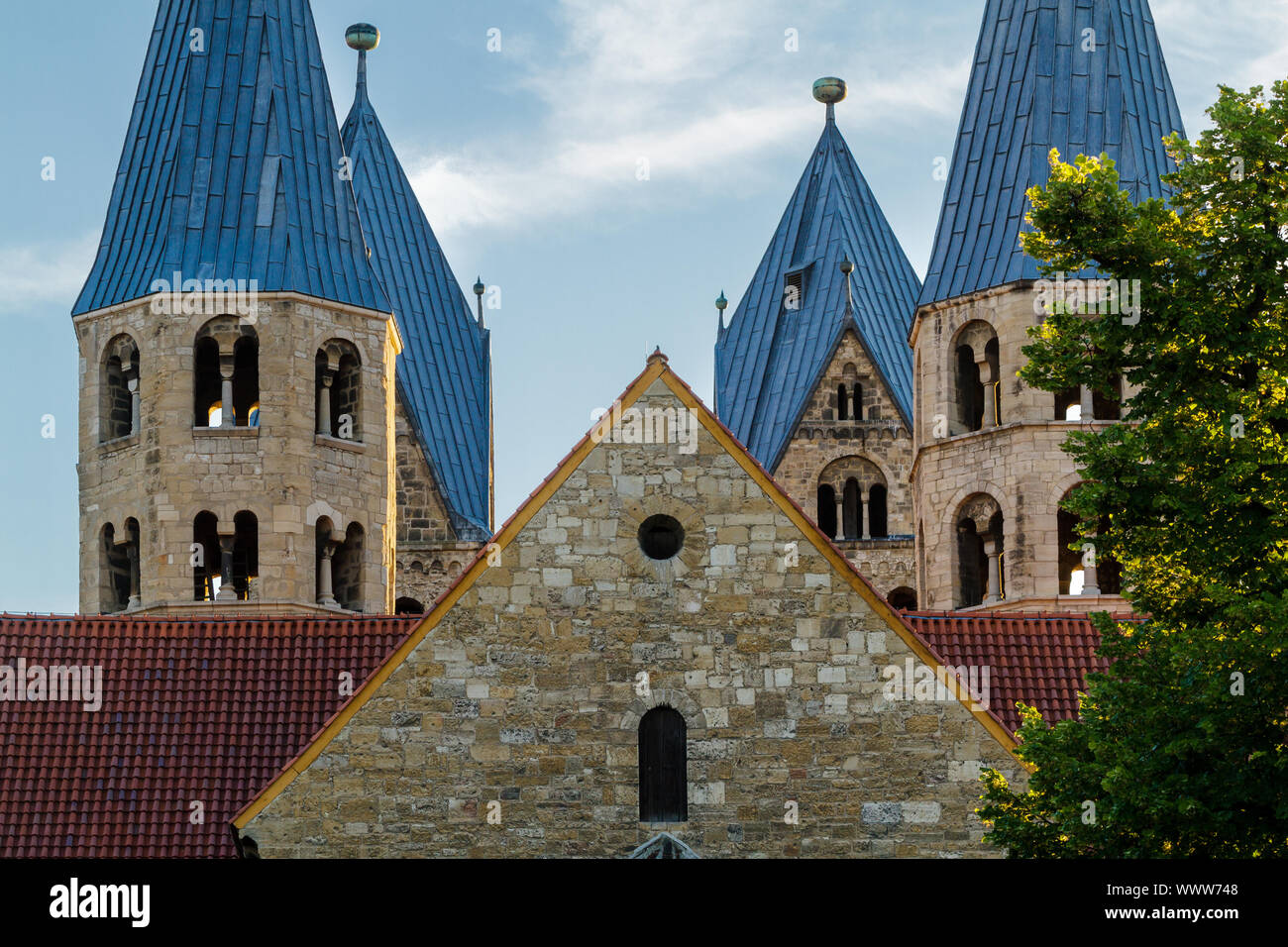 Domplatz Halberstadt Visualizza la Liebfrauenkirche Foto Stock