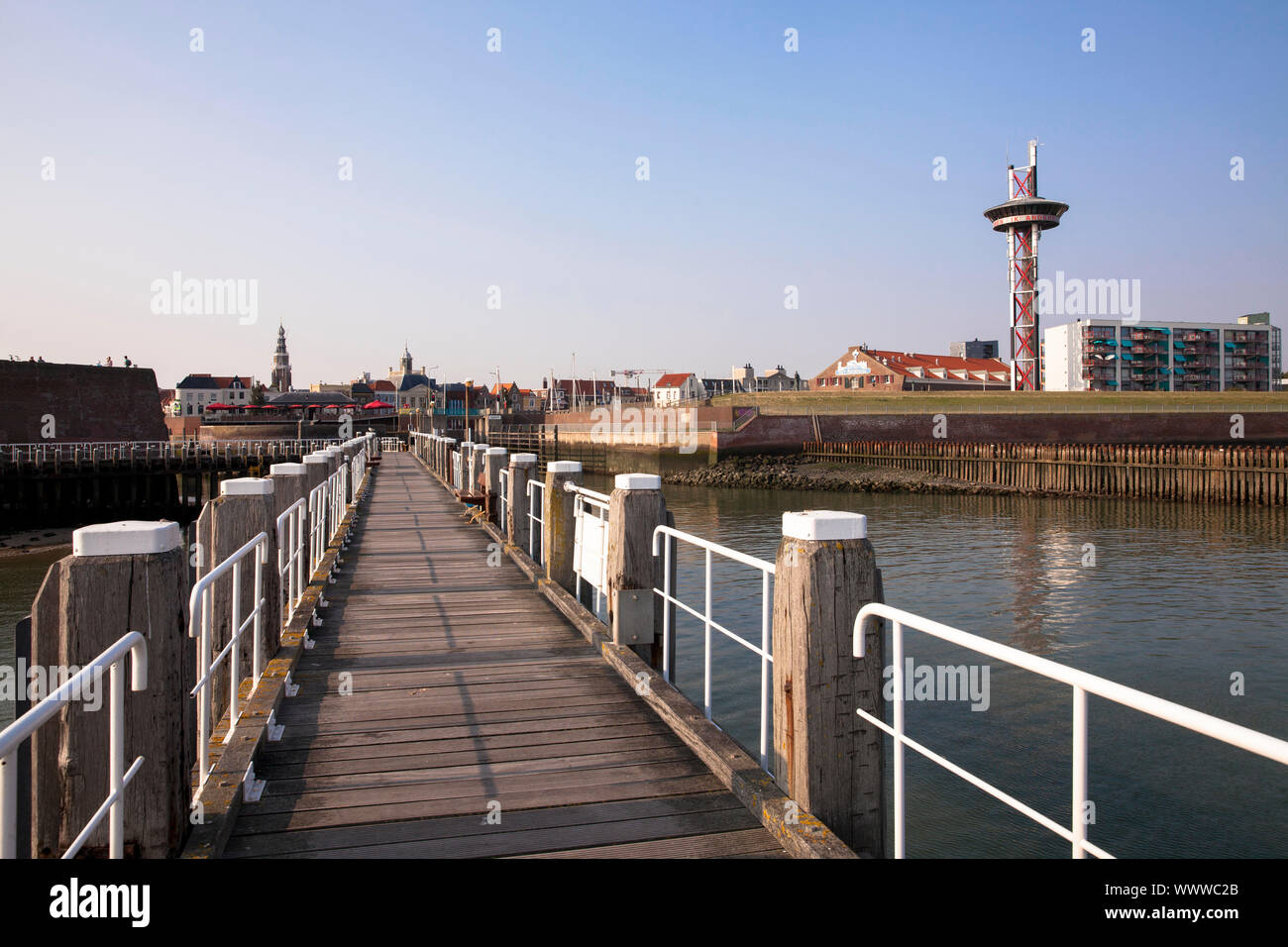 Pilota lo stadio di atterraggio, Vlissingen, Walcheren, Zeeland, Paesi Bassi. Lotsensteiger, Vlissingen, Walcheren, Zeeland, Niederlande. Foto Stock