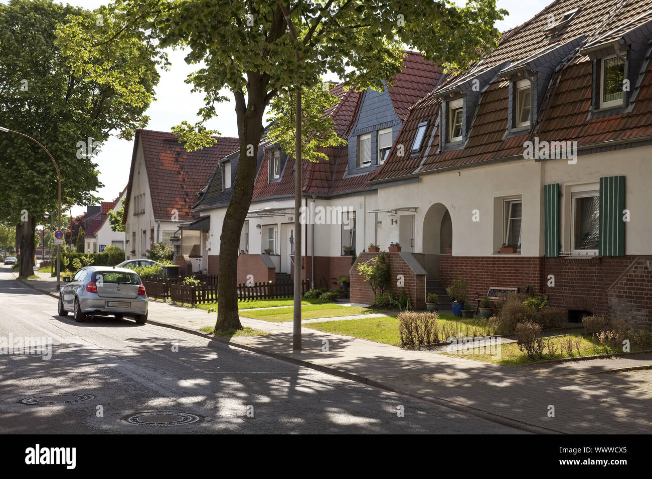 Minatori insediamento Friedrich Heinrich, Kamp-Lintfort, la zona della Ruhr, Germania, Europa Foto Stock