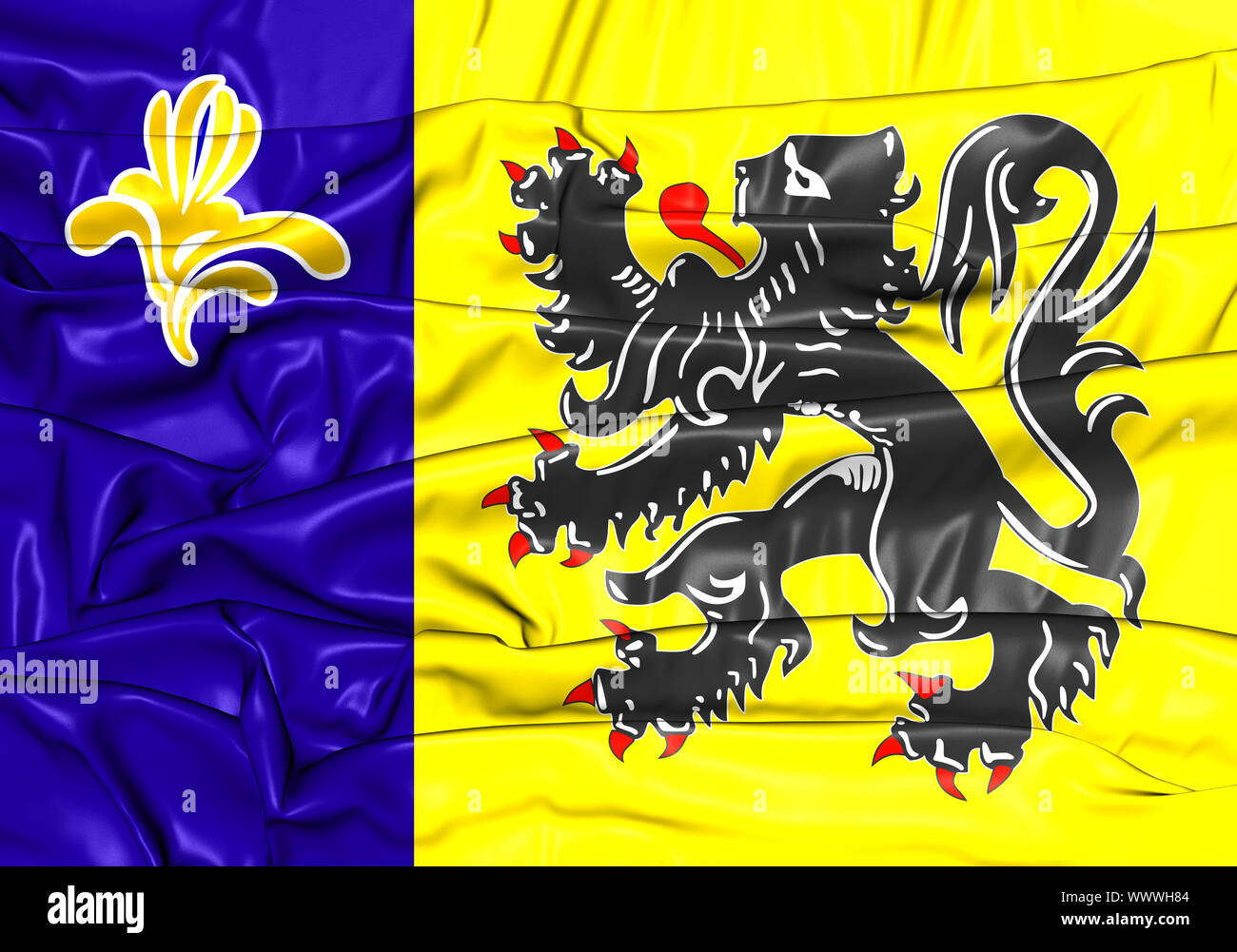 3D bandiera della Comunità fiamminga Commissione. 3D'illustrazione. Foto Stock