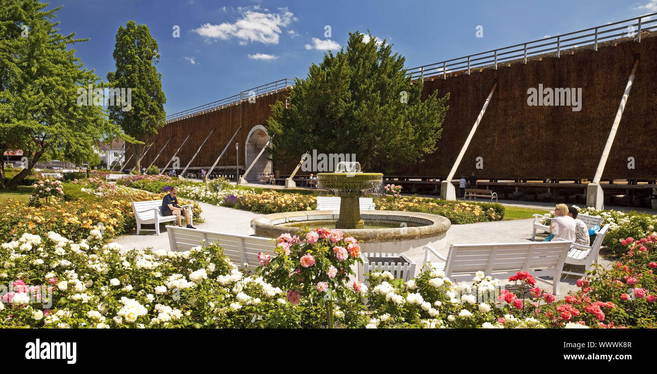 Giardino di Rose con graduazione tower, Bad Salzuflen, Renania settentrionale-Vestfalia, Germania, Europa Foto Stock