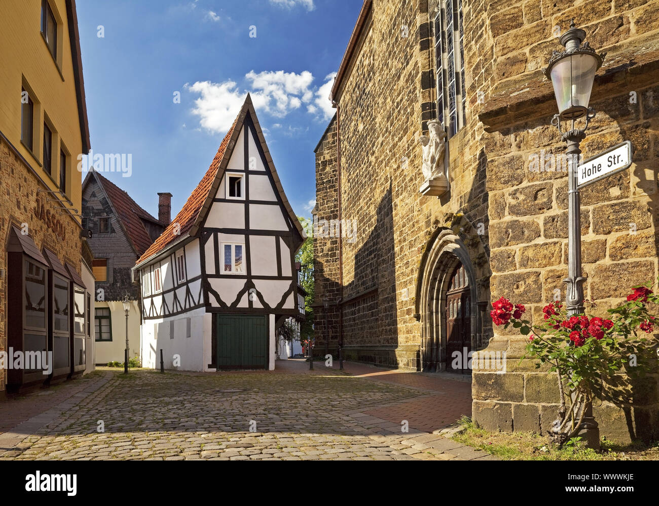 Casa in legno e muratura Windloch nella città vecchia, Minden, Renania settentrionale-Vestfalia, Germania, Europa Foto Stock