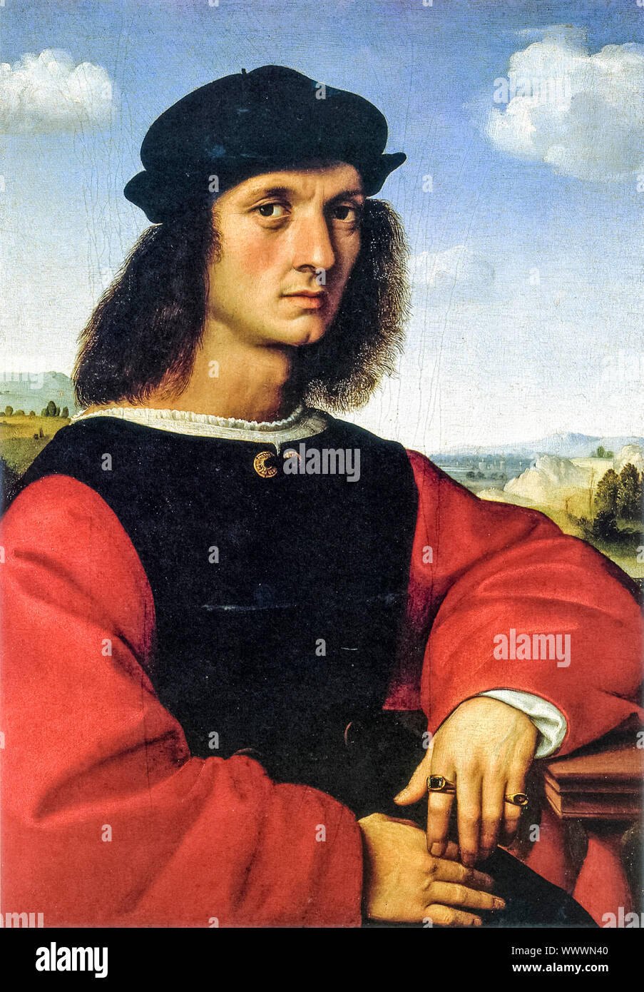Raffaello, Agnolo Doni, ritratto dipinto, 1505-1506 Foto Stock