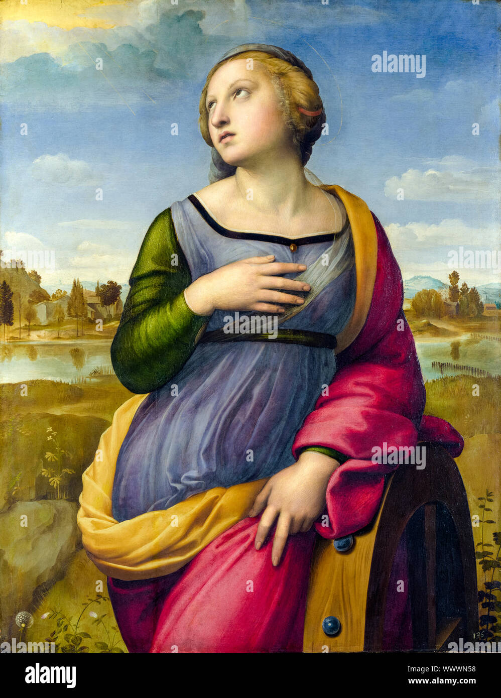 Raffaello, Santa Caterina di Alessandria, ritratto dipinto, circa 1507 Foto Stock