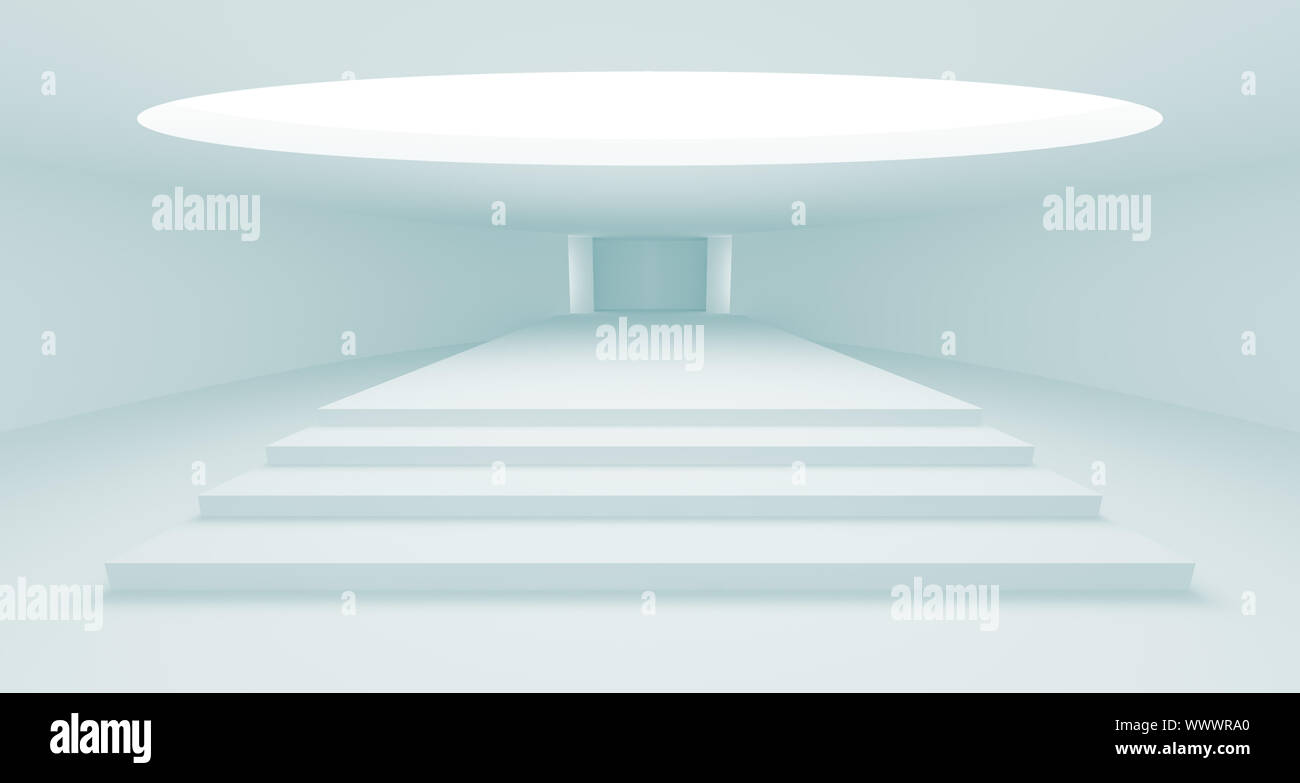 3d illustrazione del podio blu sullo sfondo di interni Foto Stock