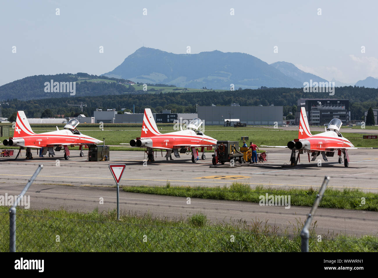 Patrouille Suisse, il volo acrobatico delle Forze aeree svizzere Foto Stock
