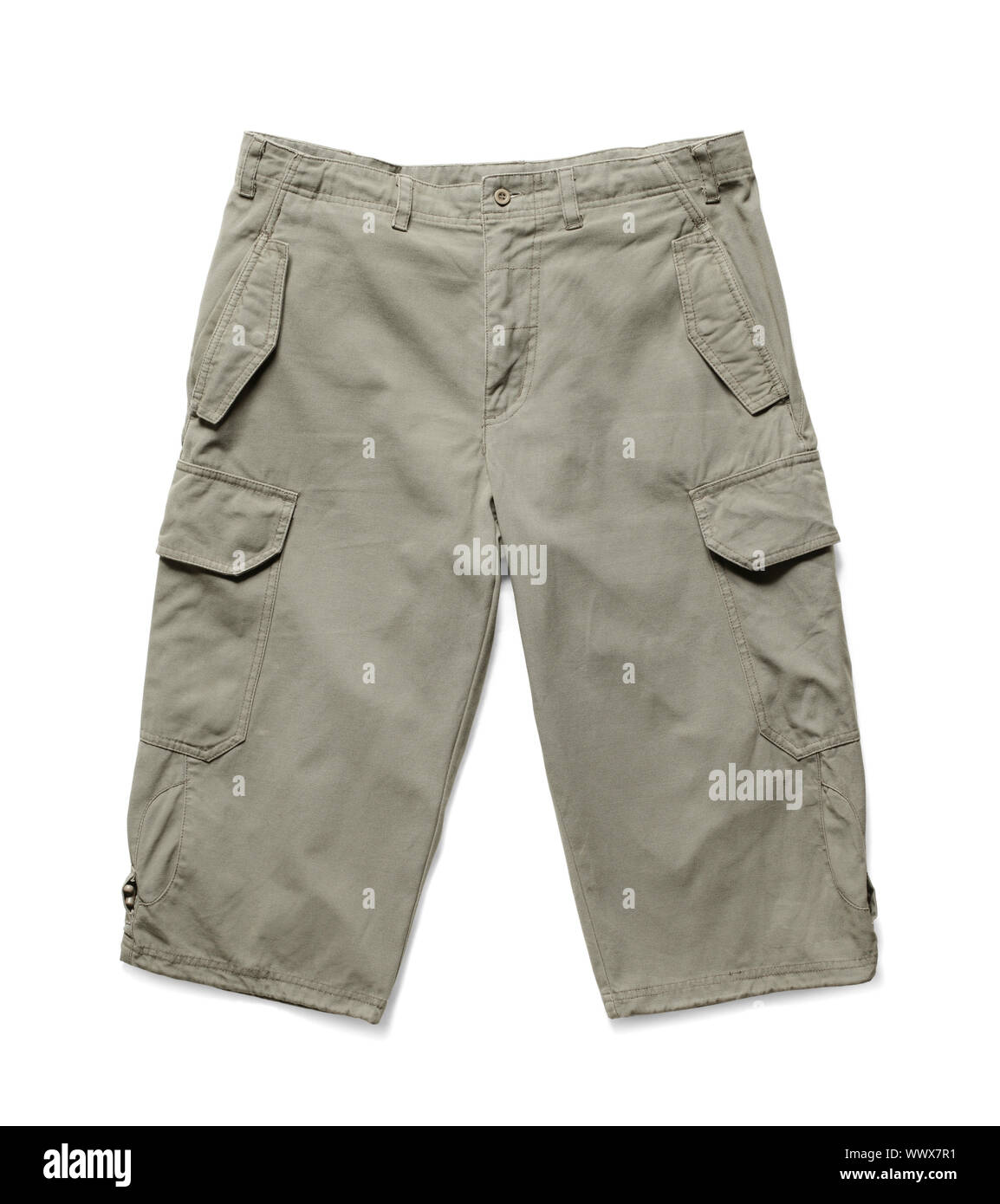 Uomini estate pantaloncini cargo isolato su bianco con ombra naturale Foto Stock