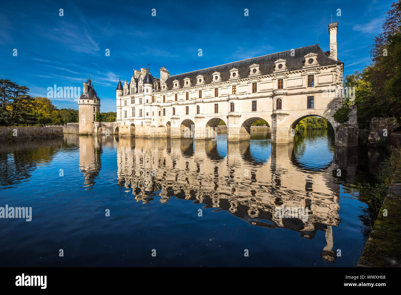 Chateau de Chenonceau sul fiume Cher, Valle della Loira, Francia Foto Stock