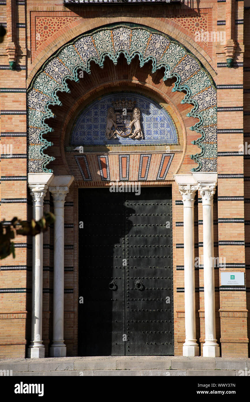 Museo di artigianato locale, 1929 Fiera Mondiale edificio, Padiglione Mudéjar Foto Stock