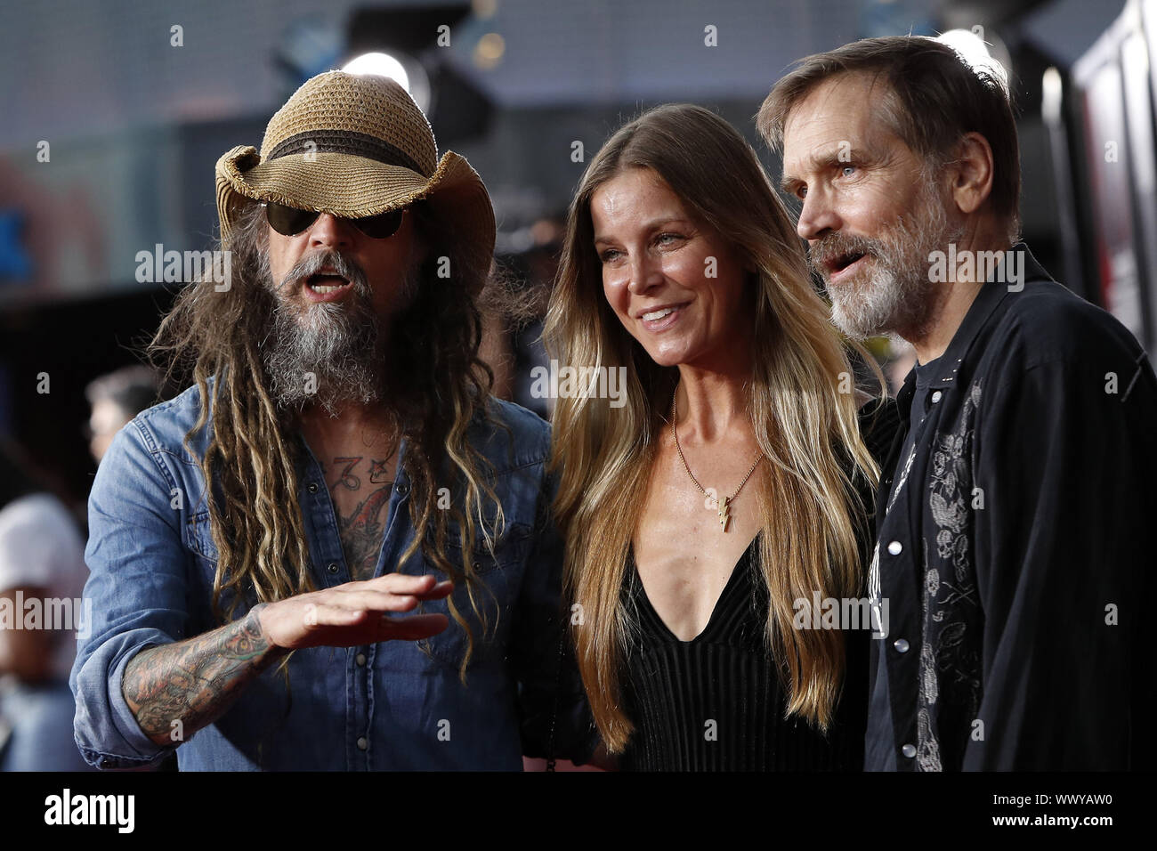Settembre 12, 2019, Universal City, CA, Stati Uniti d'America: LOS ANGELES - Sep 12: Rob Zombie, Sheri Moon Zombie e Bill Moseley all'orrore di Halloween notti all'Universal Studios Hollywood di Settembre 12, 2019 in città universale, CA (credito Immagine: © Kay Blake/ZUMA filo) Foto Stock