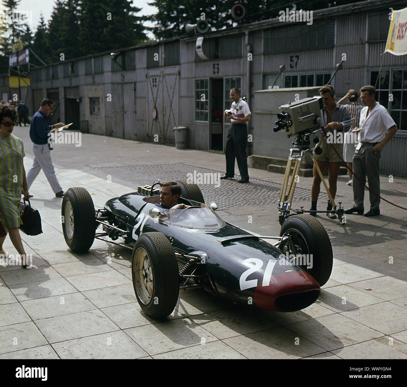 Lola Coventry Climax, Chris Amon filmata 1963 grande Prix tedesco. Foto Stock