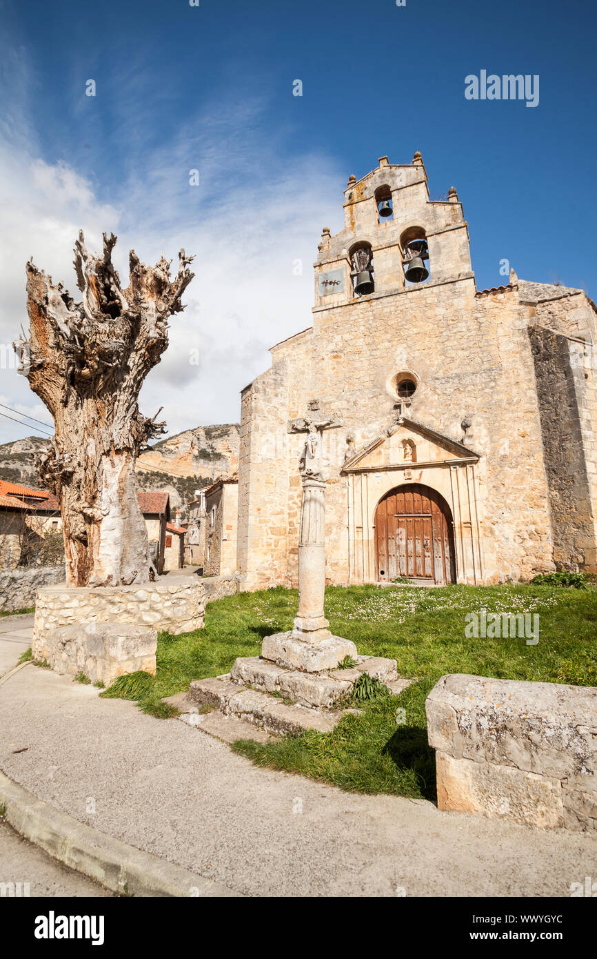 Pesquera de Ebro village, Paramos regione, Burgos, Spagna Foto Stock