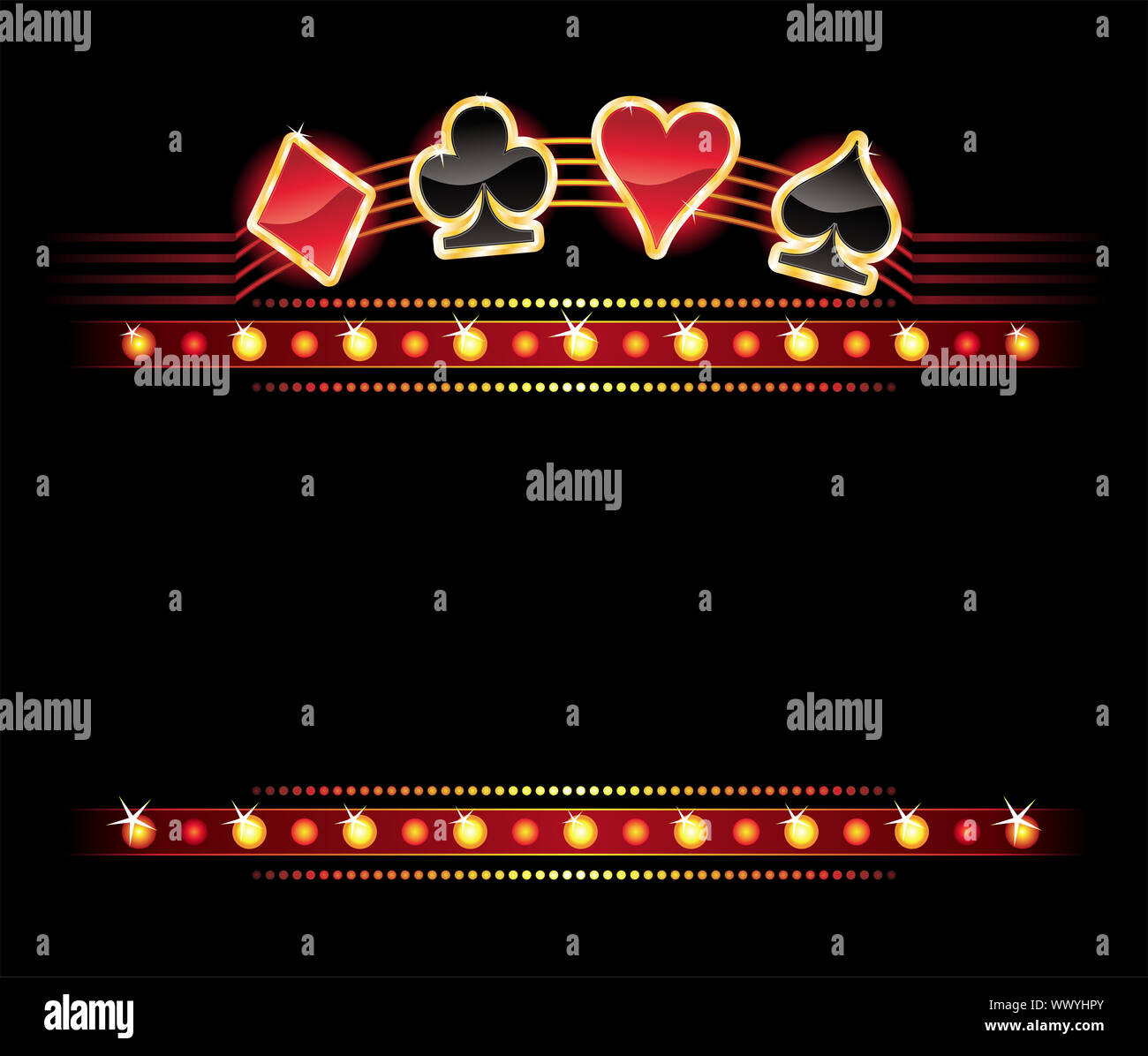 Neon con simboli di carta Foto Stock