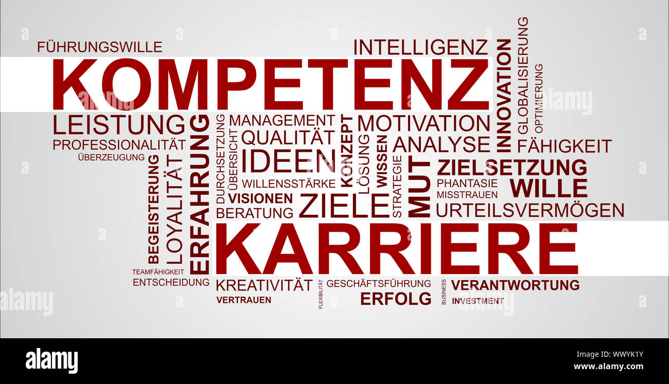 Word cloud per la competenza e la carriera Foto Stock