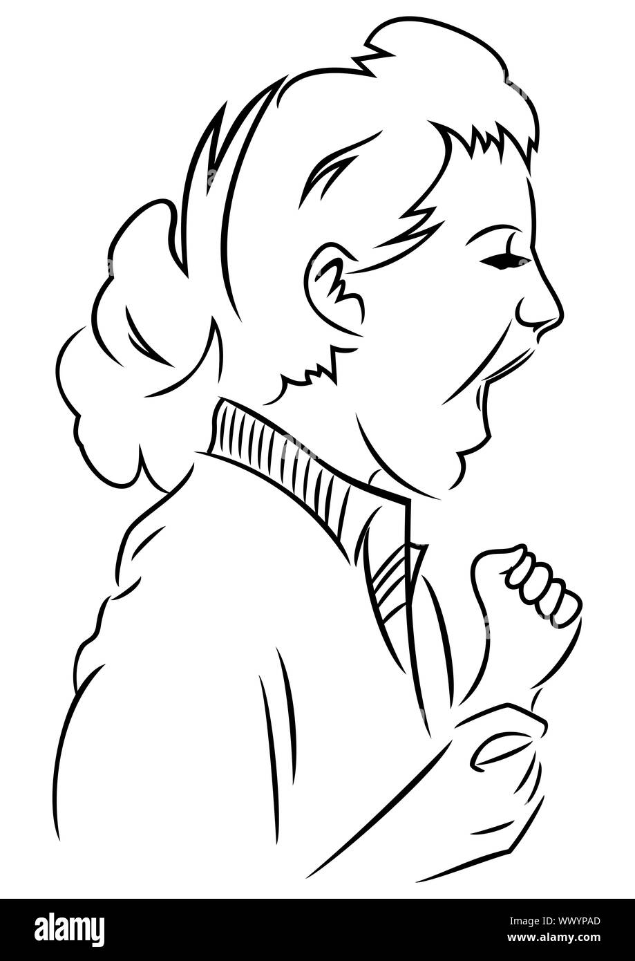 Donna diventare rumoroso Foto Stock