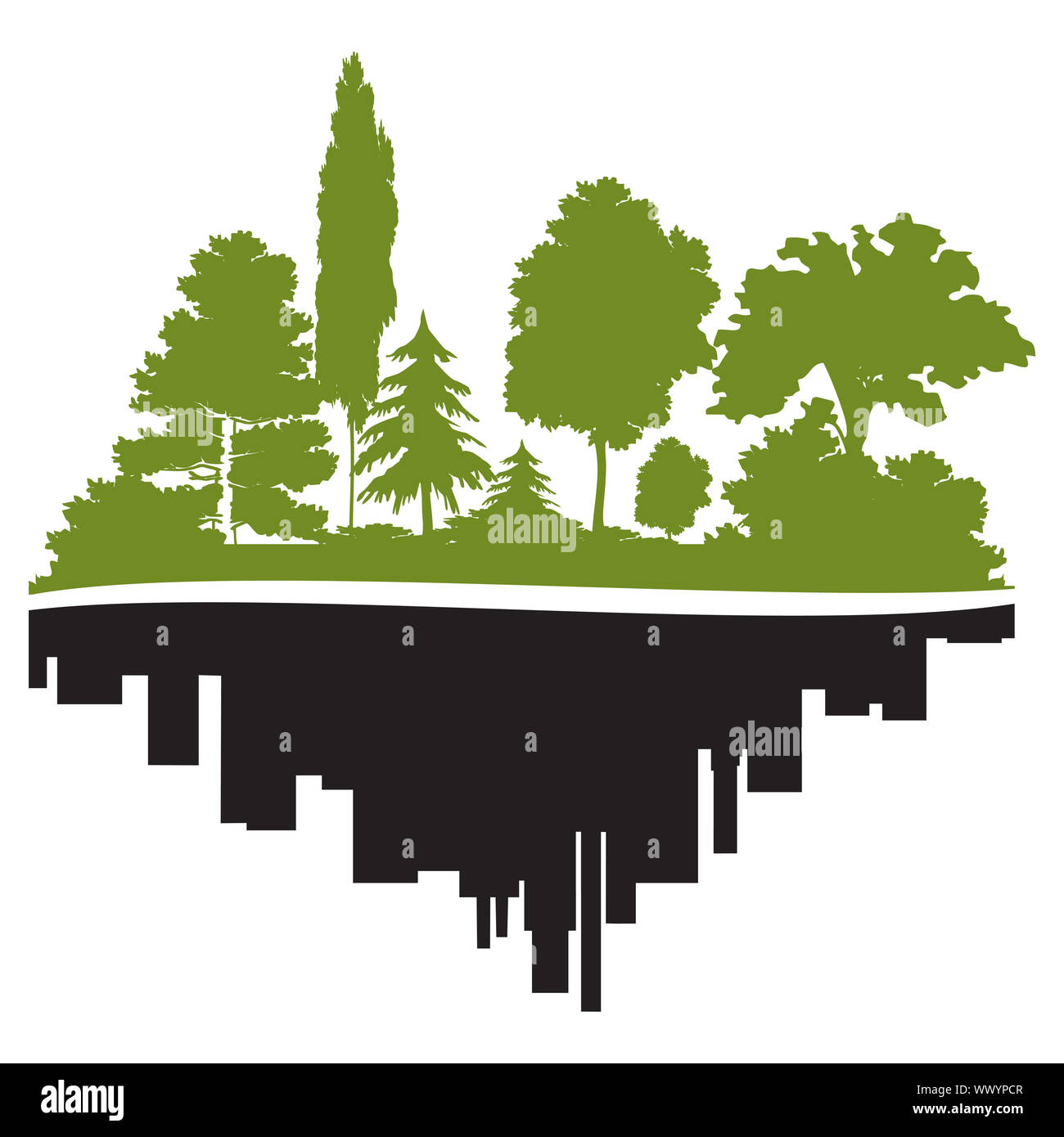 Città e foresta Foto Stock