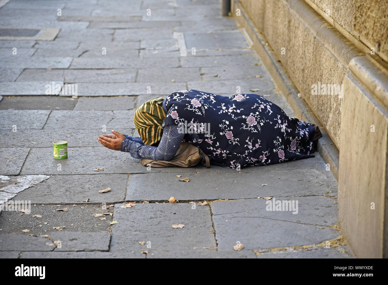 Femmina mendicante, street, Roma, Italia, Europa Foto Stock