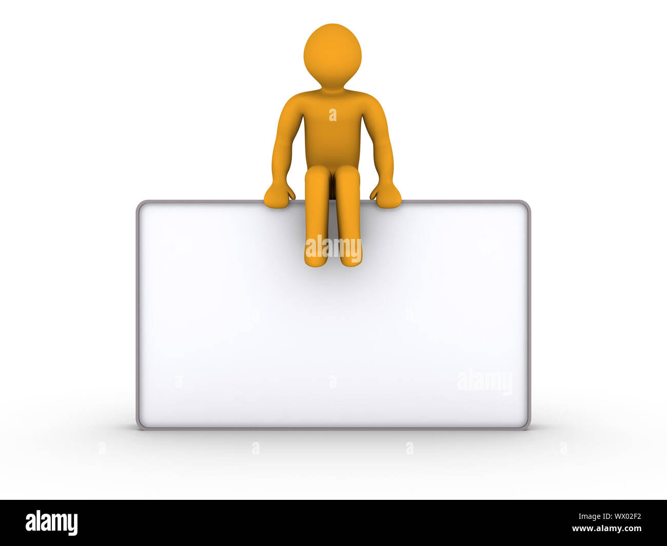 3d persona su un segno Foto Stock