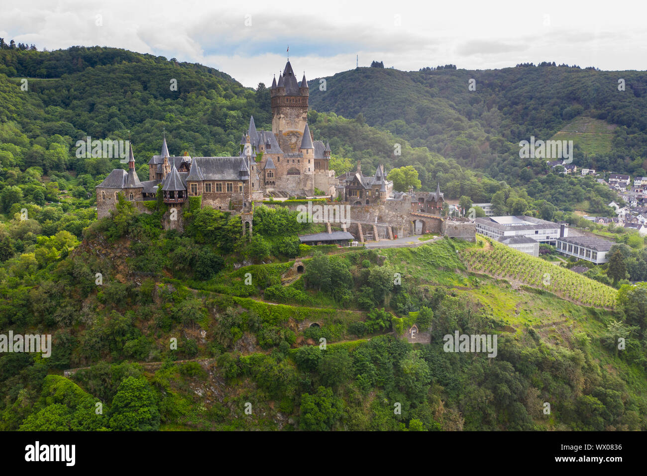 Castello Imperiale di Cochem sulla Mosella, la valle della Mosella, Renania-Palatinato, Germania, Europa Foto Stock