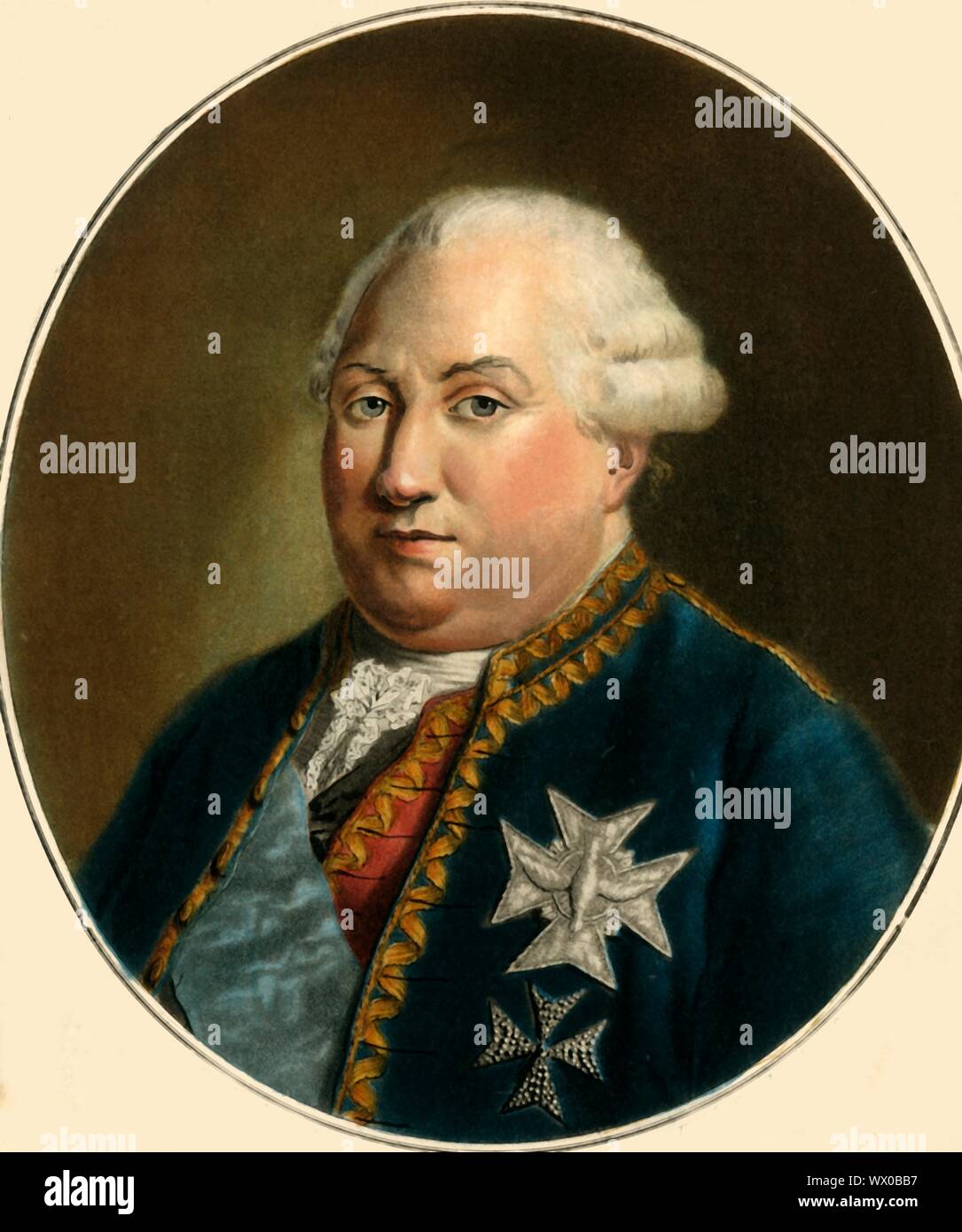 "Pierre-Andr&#xe9; de Suffren de Saint Tropez', c1770s, (1789). Ritratto di ammiraglio francese, comte Pierre er&#xe9; de Suffren de Saint Tropez, Bailli de Suffren (1729-1788), famoso per la sua campagna contro il britannico nell'Oceano Indiano. Foto Stock