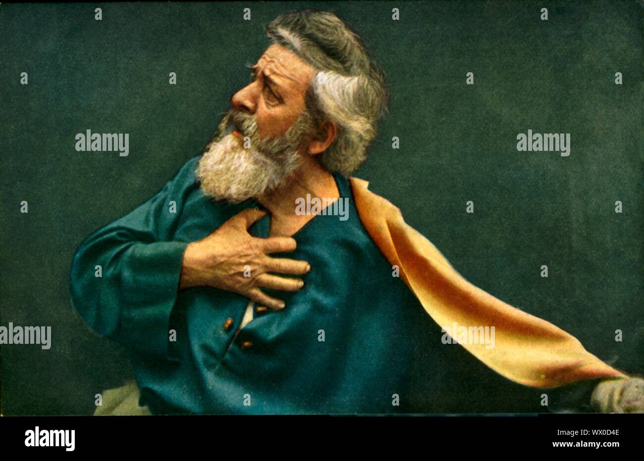 Pietro, 1922. Andreas Lang come San Pietro in Oberammergau Passion Play. Il gioco viene eseguito ogni dieci anni, su open-air stadi, dagli abitanti del villaggio di Oberammergau in Baviera, Germania. Andata in scena per la prima volta nel 1634, il gioco racconta la storia della passione di Gesù, che culmina nella sua crocifissione. La manifestazione è diventata un'attrazione turistica, con un pubblico proveniente da tutto il mondo. Cartolina ufficiale del 1922 Oberammergau Passion Play. [F. Bruckmann, Monaco di Baviera, Germania, 1922] Foto Stock